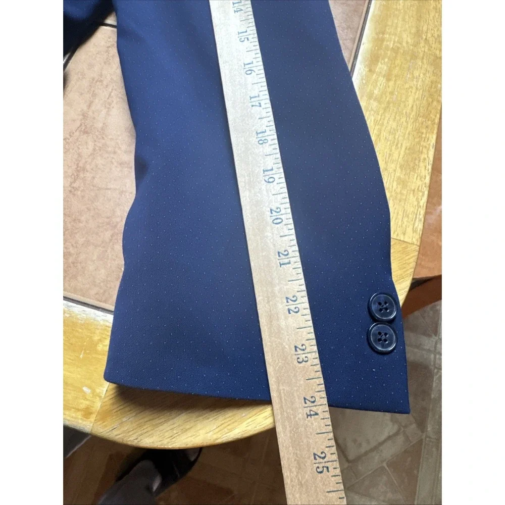 Savile Row Tip Off‎ Blazer Sport Coat Suit Jacket Size 42R Navy Blue Polka Dots